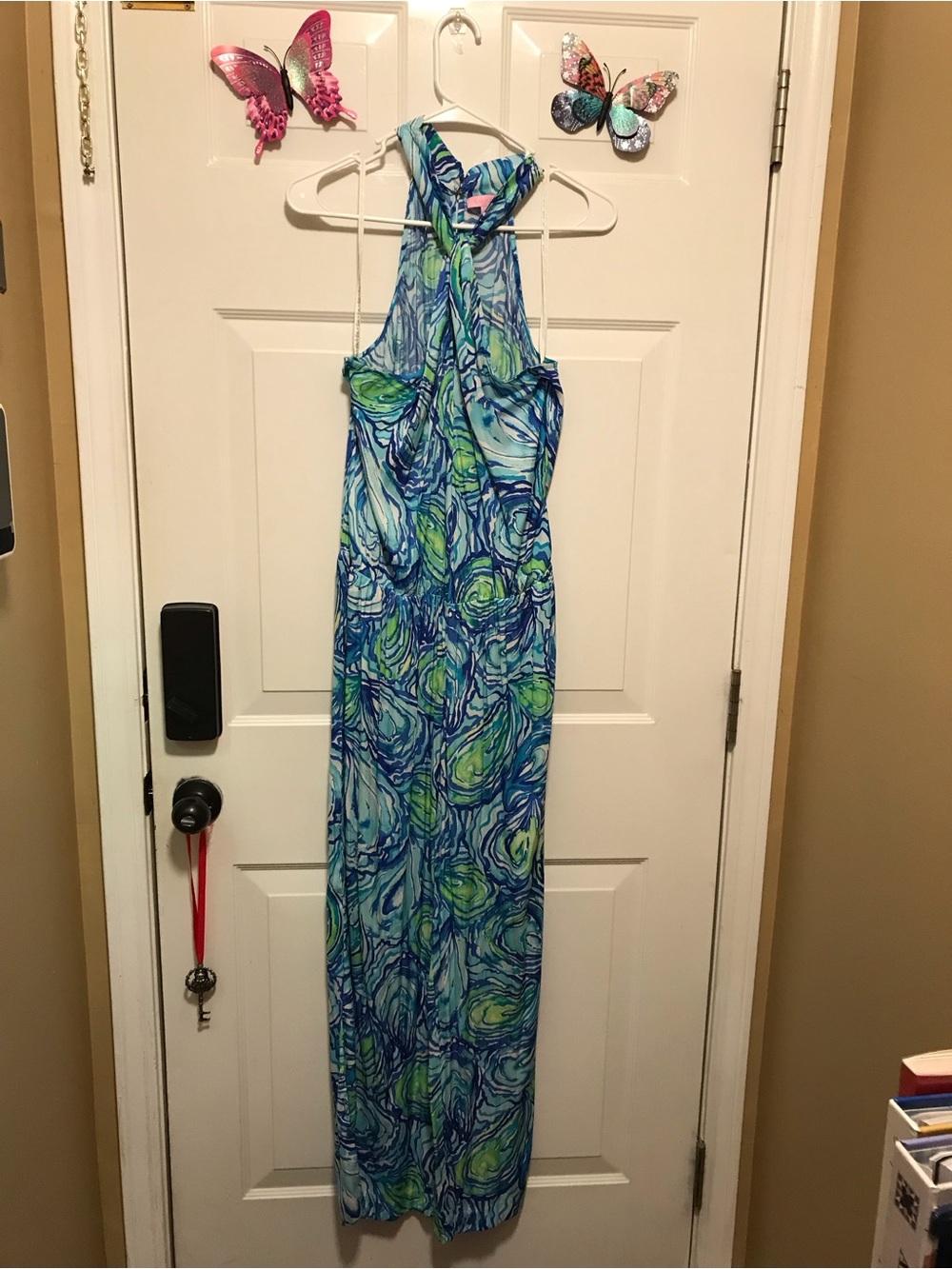 Lilly Pulitzer Blue, Teal & Green Swirl Halter Jumpsuit